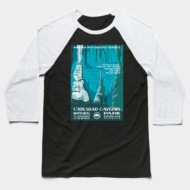 Carlsbad Caverns National Park WPA Baseball T-Shirt by JordanHolmes